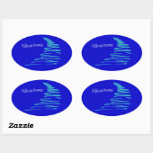 Squiggly Lines_California Dreamin'_Aqua Ovaler Aufkleber (Blatt)