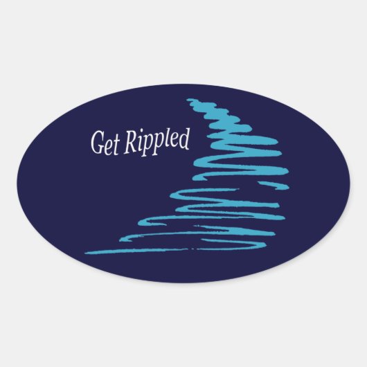 Squiggly Lines_Get Rippled_Aqua Ovaler Aufkleber (Vorderseite)