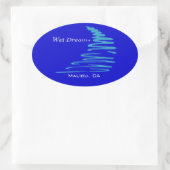 Squiggly Lines_Wet Dreams_Malibu, CA Ovaler Aufkleber (Tasche)