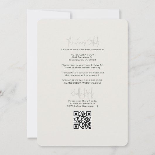 Squiggly Wavy Green UAWG QR Code Wedding Einladung (Rückseite)