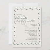 Squiggly Wavy Green UAWG QR Code Wedding Einladung (Vorderseite)