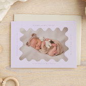 Squiggly Wavy Lila Birth Announcement Foto Ankündigung