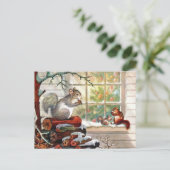 Squirels Vintage Christmas Post card Feiertagspostkarte (Stehend Vorderseite)