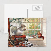 Squirels Vintage Christmas Post card Feiertagspostkarte (Vorne/Hinten)