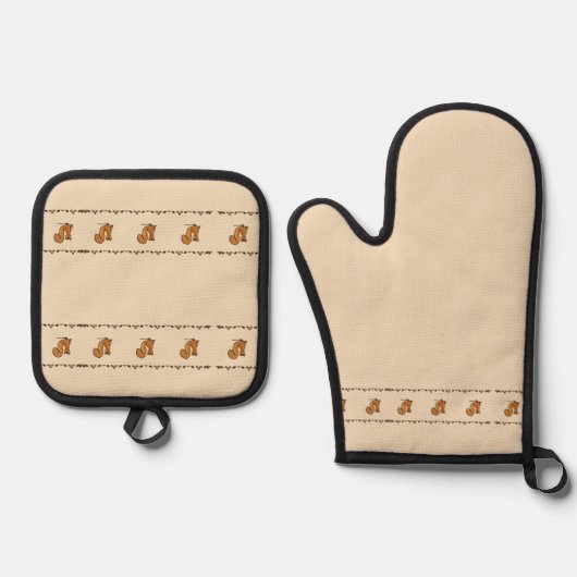 Squirrel Acorn & Leaves Oven Mitt & Pot Holder Set (Vorderseite)