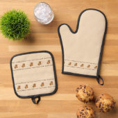 Squirrel Acorn & Leaves Oven Mitt & Pot Holder Set (Oben Unten)