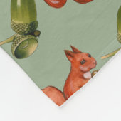 Squirrel and Acorn Pattern Green Fleecedecke (Ecke)