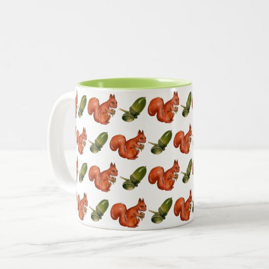 Squirrel and Acorn Pattern Zweifarbige Tasse (Vorderseite Links)