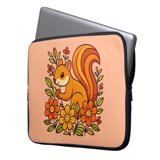 Squirrel and flowers  laptopschutzhülle (Vorderseite Links)