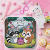 Squirrel and Raccoon cute Birthday Pappteller (Party)