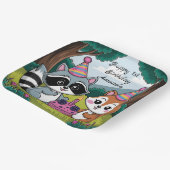 Squirrel and Raccoon cute Birthday Pappteller (Gewinkelt)