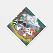 Squirrel and Raccoon cute Birthday Serviette (Ecke)