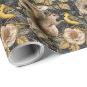 Squirrel and Yellow Canary with Flowers Pattern Geschenkpapier (Rolleneckpunkt)