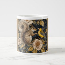 Squirrel and Yellow Canary with Flowers Pattern Jumbo-Tasse