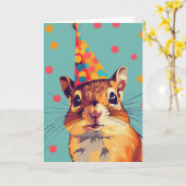 Squirrel Birthday Party Grußkarte Karte (Gelbe Blume)