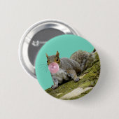 Squirrel Blowing a Bubblegum Bubble Animal Photo Button (Vorne & Hinten)