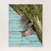 Squirrel Blowing a Bubblegum Bubble Animal Photo Puzzle (Vertikal)