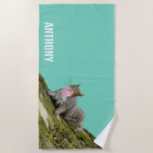 Squirrel Blowing a Bubblegum Bubble Animal Photo Strandtuch (Vorderseite)