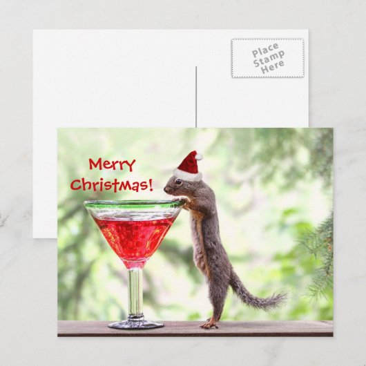 Squirrel Celebrating Christmas Feiertagspostkarte (Vorne/Hinten)