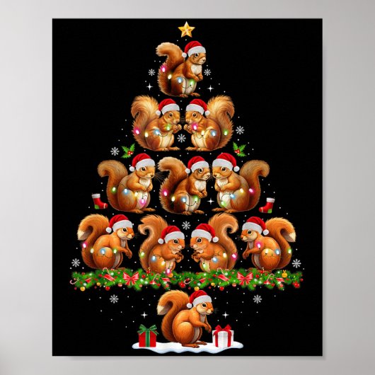 Squirrel Christmas Tree Lights Funny Xmas Family M Poster (Vorne)