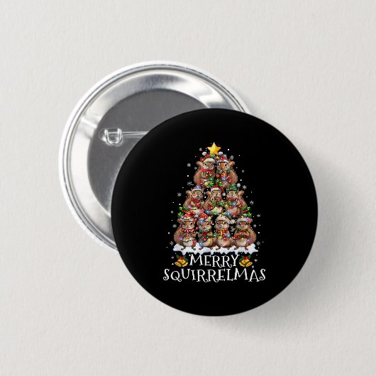 Squirrel Christmas Tree Lights Merry Squirrelmas S Button (Vorne & Hinten)