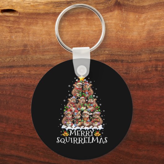 Squirrel Christmas Tree Lights Merry Squirrelmas S Schlüsselanhänger (Vorderseite)