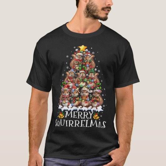 Squirrel Christmas Tree Lights Merry Squirrelmas S T-Shirt (Vorderseite)