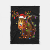 Squirrel Christmas Tree Lights Reindeer Santa Hat Fleecedecke (Vorderseite)
