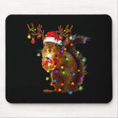 Squirrel Christmas Tree Lights Reindeer Santa Hat Mousepad (Vorne)