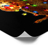 Squirrel Christmas Tree Lights Reindeer Santa Hat Poster (Ecke)