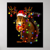 Squirrel Christmas Tree Lights Reindeer Santa Hat  Poster (Vorne)
