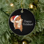 Squirrel Christmas Winter Animals Adult Cloth Face Keramik Ornament<br><div class="desc">Squirels for Christmas with fairy lights. Funny animals with ohrts and snow for the holidays. Also funny for Christmas in July. Squirrel cute animals and perfekt for Christmas.</div>