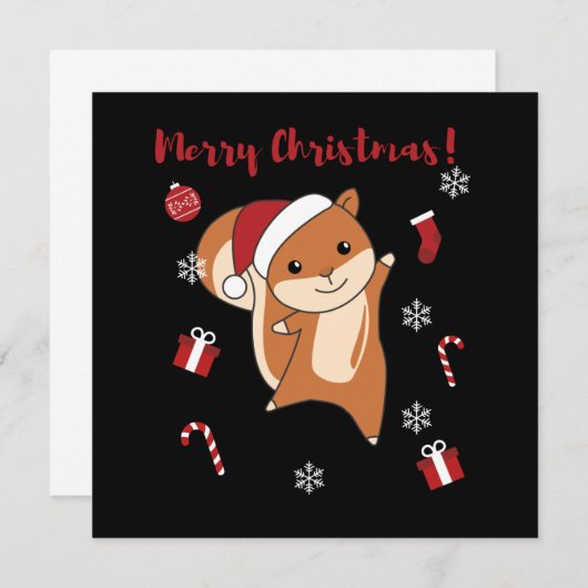 Squirrel Christmas Winteranimals Einladung (Vorne/Hinten)
