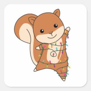Squirrel Christmas Winteranimals Quadratischer Aufkleber