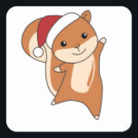 Squirrel Christmas Winteranimals Quadratischer Aufkleber<br><div class="desc">Squirels for Christmas with fairy lights. Funny animals with ohrts and snow for the holidays. Also funny for Christmas in July. Squirrel cute animals and perfekt for Christmas.</div>