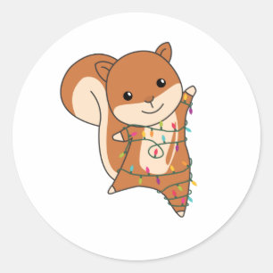 Squirrel Christmas Winteranimals Runder Aufkleber