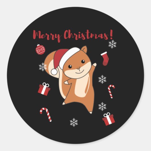 Squirrel Christmas Winteranimals Runder Aufkleber (Vorderseite)