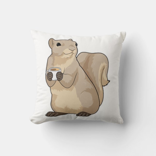 Squirrel Coffee Cup Kissen (Vorderseite)