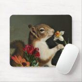 Squirrel Cute Smell the Flowers Nature Animal Art Mousepad (Mit Mouse)