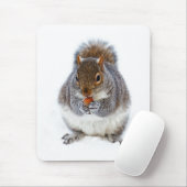 Squirrel Eating a Nut Cute Winter Photo Mousepad (Mit Mouse)