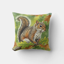 Squirrel Fall Autumn Leaves Pillow Kissen