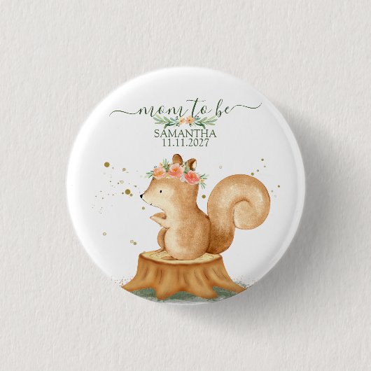 Squirrel Family wildlife animal baby newborn Button (Vorderseite)