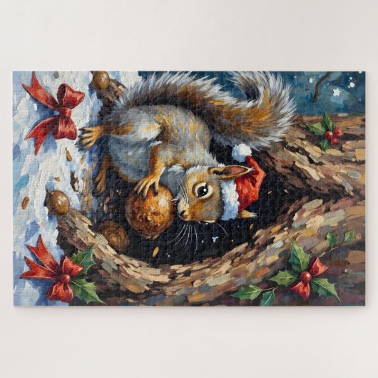 Squirrel Frantically Stashing Christmas Chestnuts  Puzzle (Horizontal)