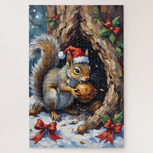 Squirrel Frantically Stashing Christmas Chestnuts  Puzzle (Vertikal)