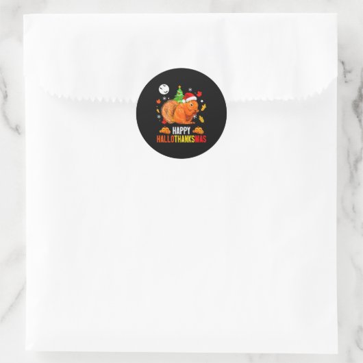 Squirrel Happy Hallothanksmas Halloween Thanksgivi Runder Aufkleber (Tasche)