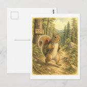 Squirrel Hiking Illustration Postkarte (Vorne/Hinten)
