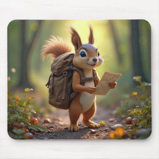 Squirrel Hiking In a Forest Mousepad (Vorne)