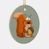 SQUIRREL HOLDING ACORN KERAMIK ORNAMENT (Rechts)