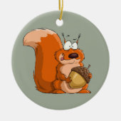 SQUIRREL HOLDING ACORN KERAMIK ORNAMENT (Vorne)