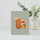 SQUIRREL HOLDING ACORN POSTKARTE (Stehend Vorderseite)
